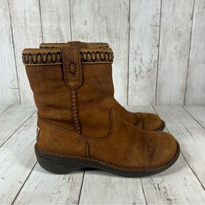 UGG Tan Leather Ankle Booties